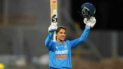 Smriti Mandhana celebrates her record-breaking century