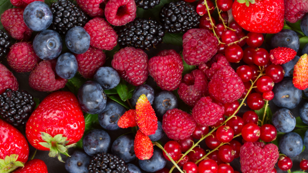 A handful of juicy, mixed berries