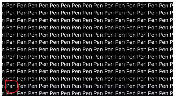 Hidden word optical illusion challenge.